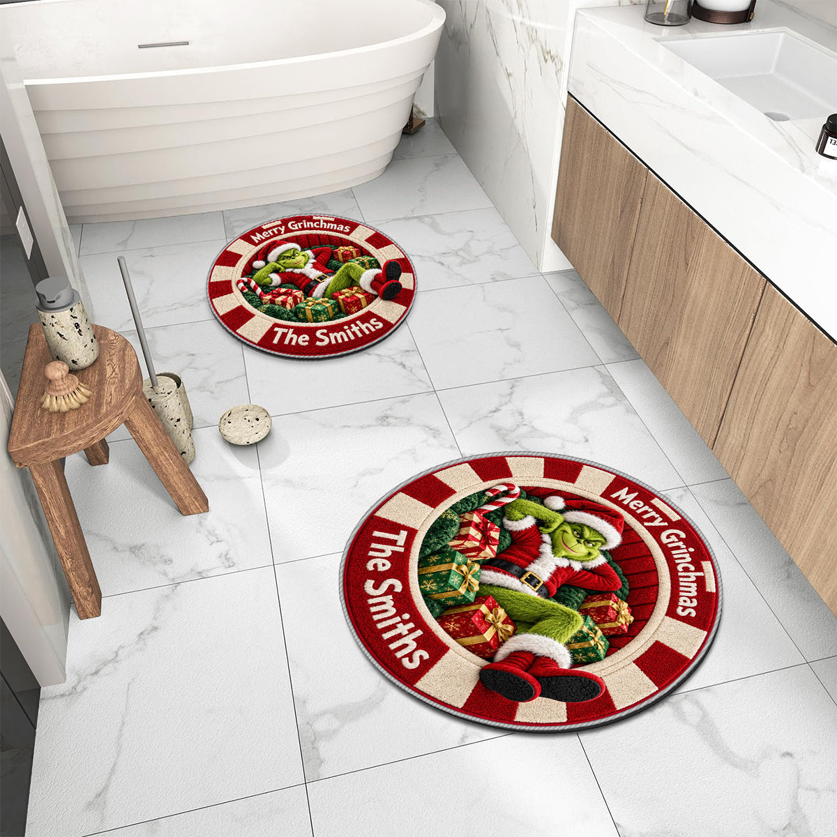 Merry Grinchmas - Personalized Stole Christmas Non-Slip Tufted Rug