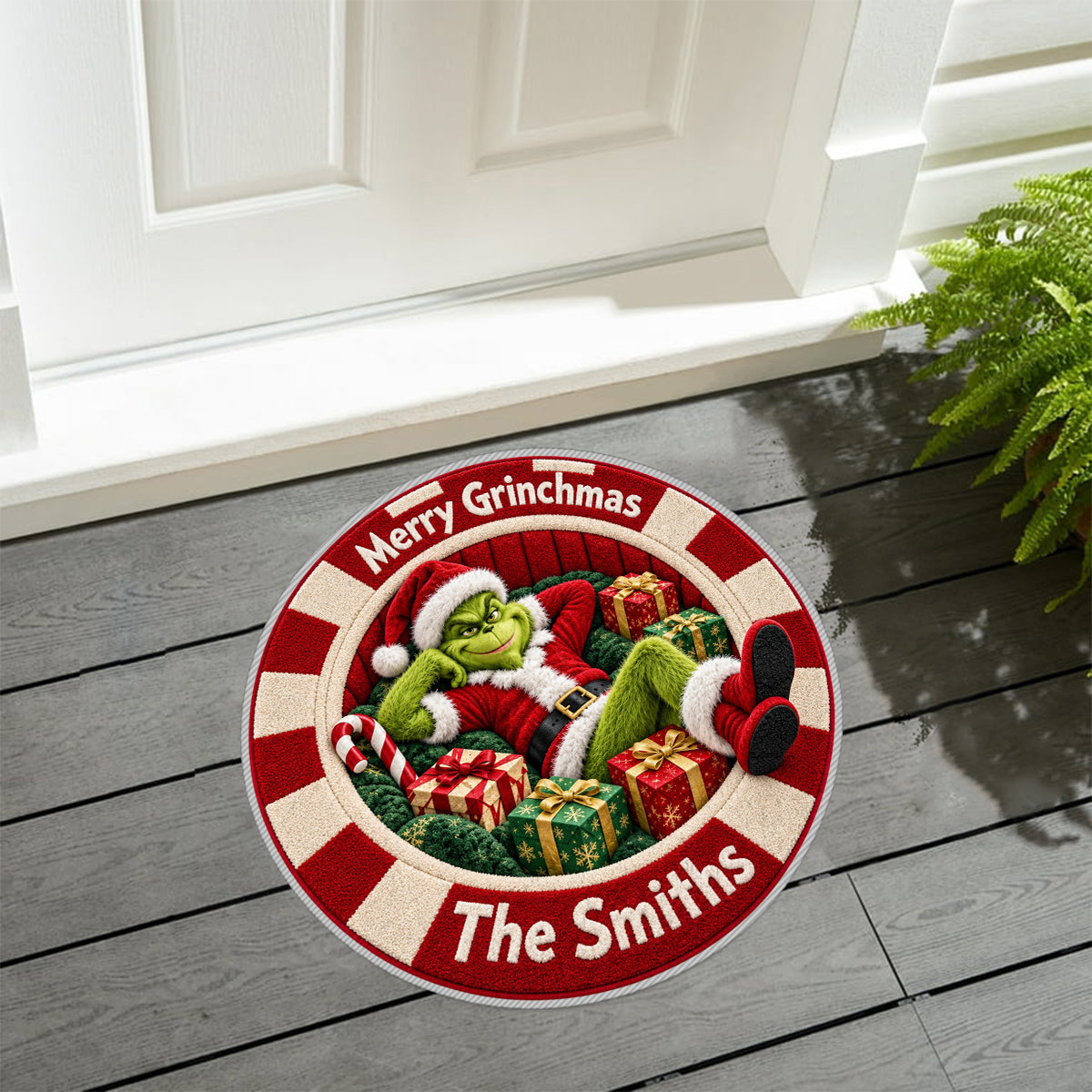 Merry Grinchmas - Personalized Stole Christmas Non-Slip Tufted Rug