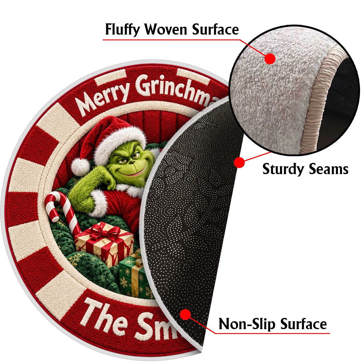 Merry Grinchmas - Personalized Stole Christmas Non-Slip Tufted Rug