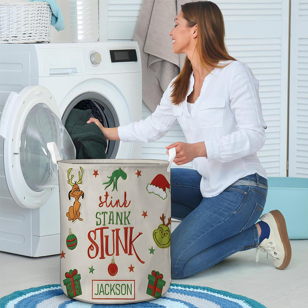 Stink Stank Stunk - Personalized Stole Christmas Storage Basket