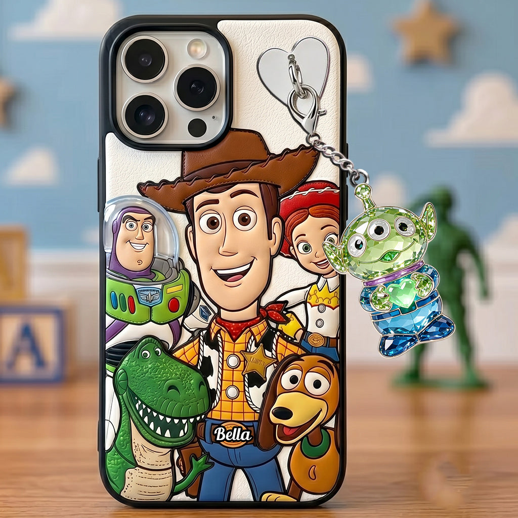 Galaxy And Western Buddy Toy - Personalized Movie For Kids 3D Embossed Leather Phone Case