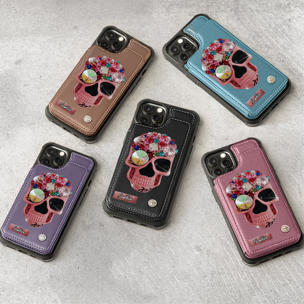 Shiny Skull - Personalized Skull Wallet Phone Case