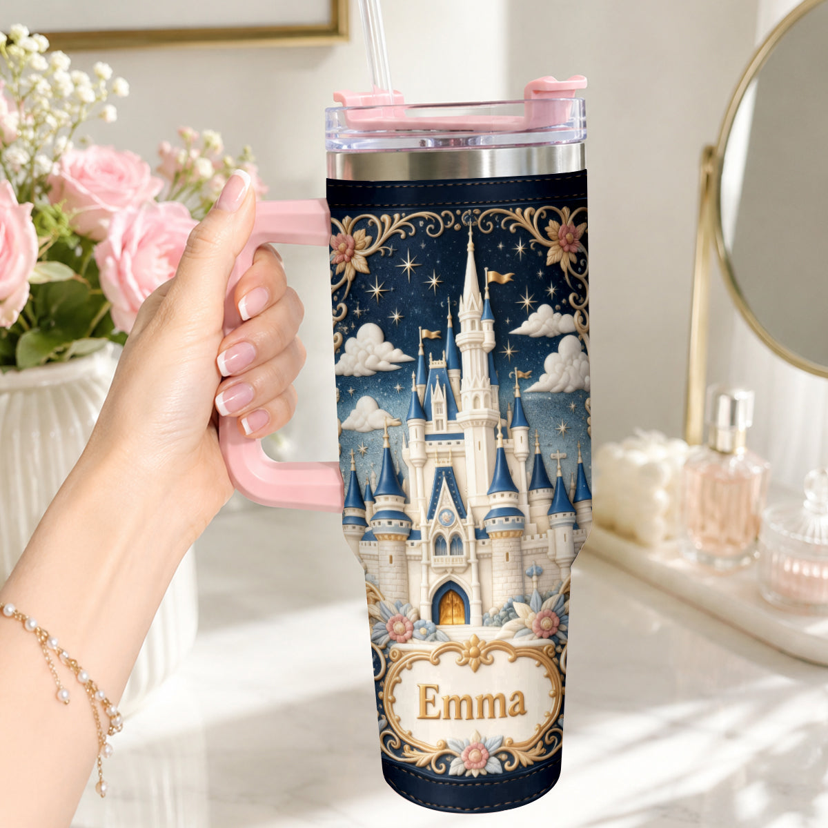Magic Castle - Personalized Dream Trip Tumbler With Handle