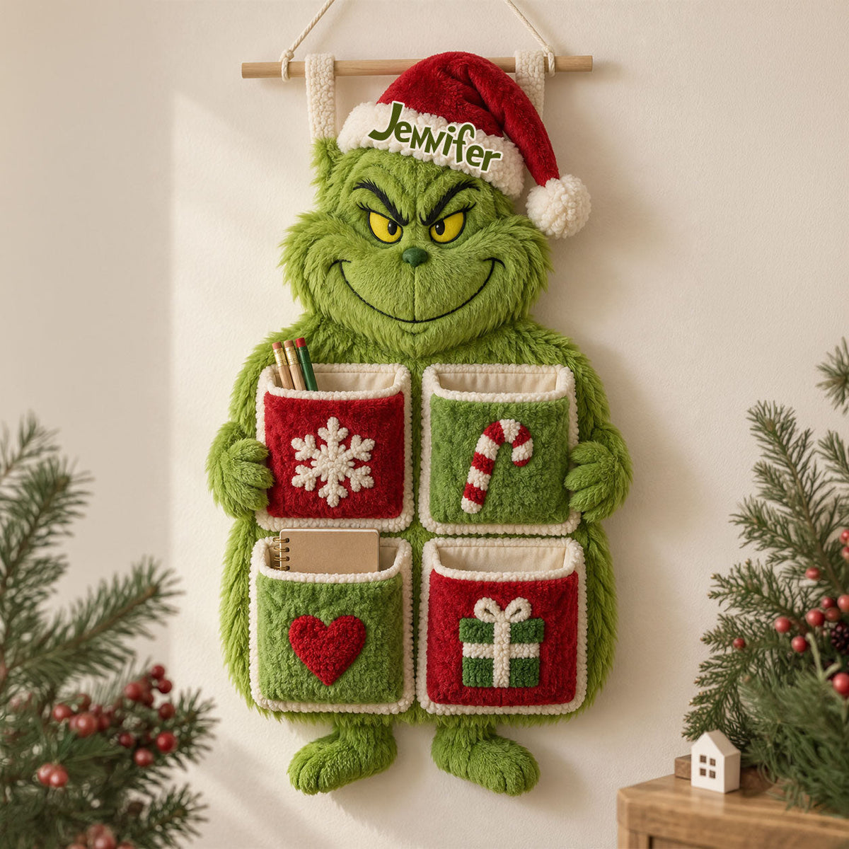 Merry Grinchmas - Personalized Stole Christmas Hanging Organizer