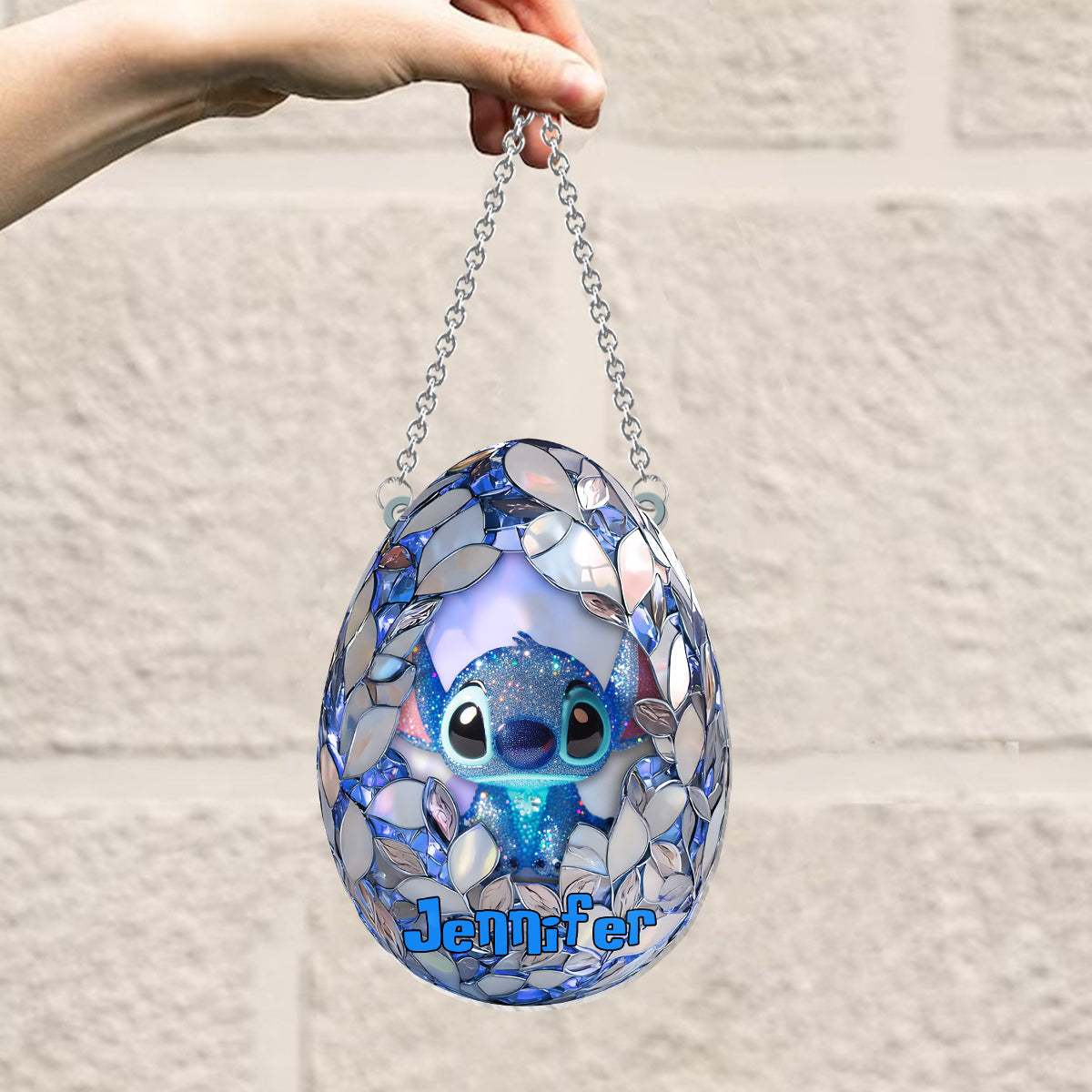 Stitchy Eggster - Personalized Ohana Window Hanging Suncatcher Ornament
