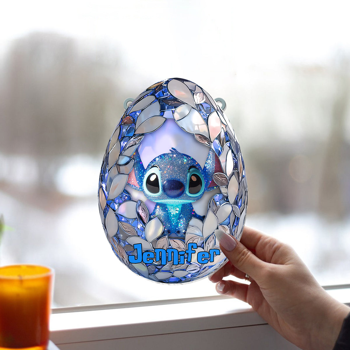 Stitchy Eggster - Personalized Ohana Window Hanging Suncatcher Ornament