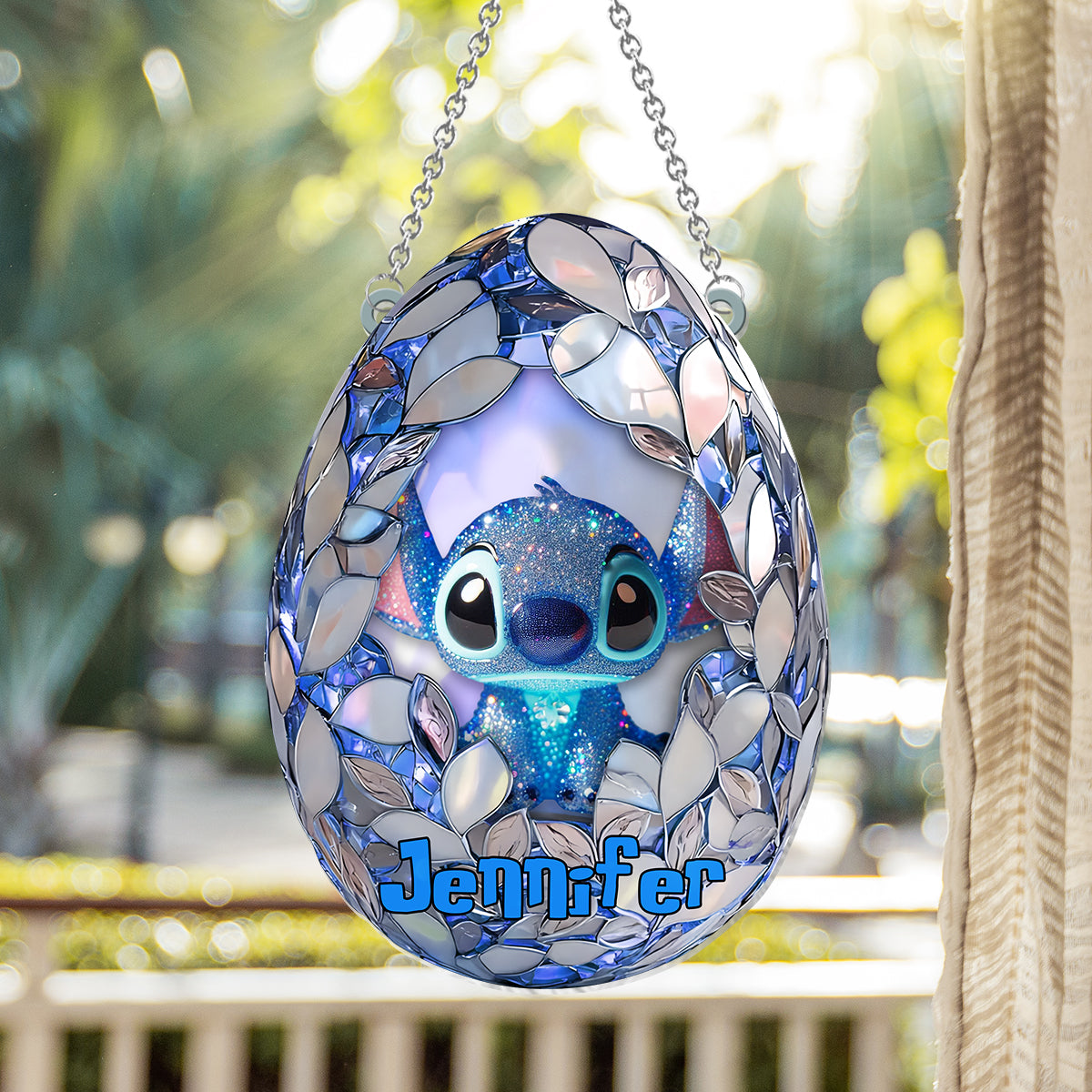 Stitchy Eggster - Personalized Ohana Window Hanging Suncatcher Ornament