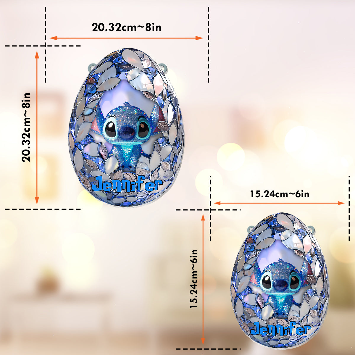 Stitchy Eggster - Personalized Ohana Window Hanging Suncatcher Ornament