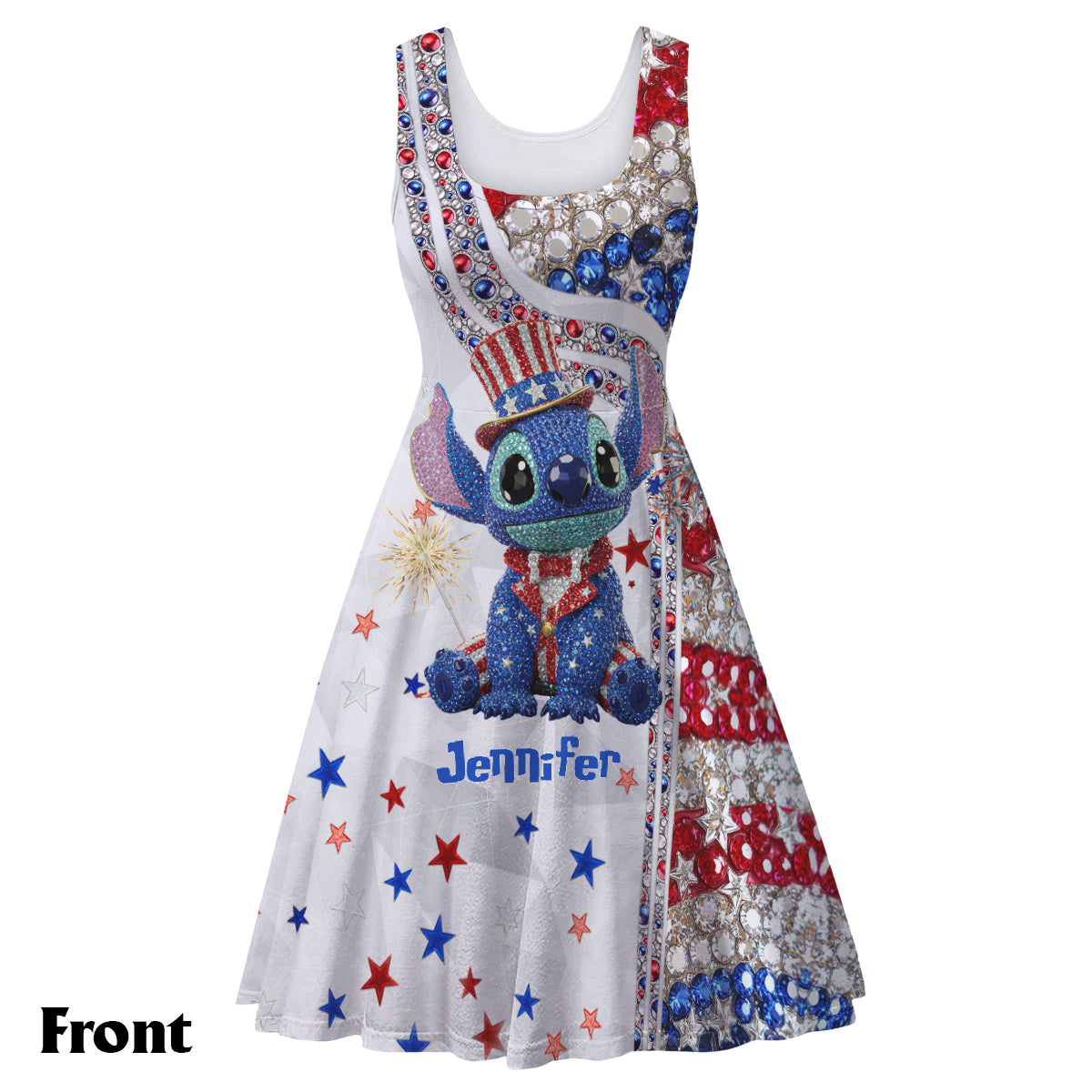 Red And White - Personalized Ohana Sleeveless Dress