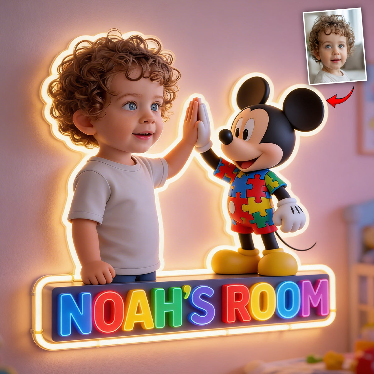 Custom Any Photo - Personalized Autism Awareness LED Light Acrylic Sign