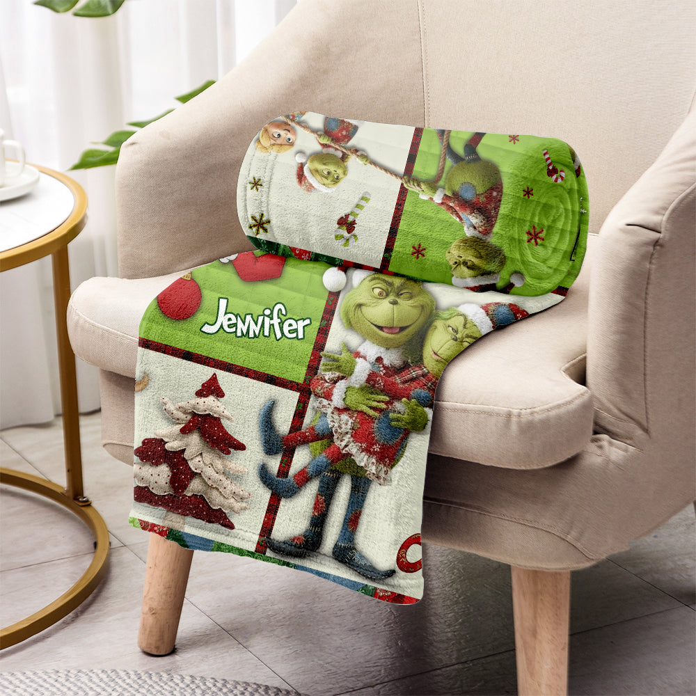 Classic Xmas Movie Grinch Monster - Personalized Stole Christmas Blanket