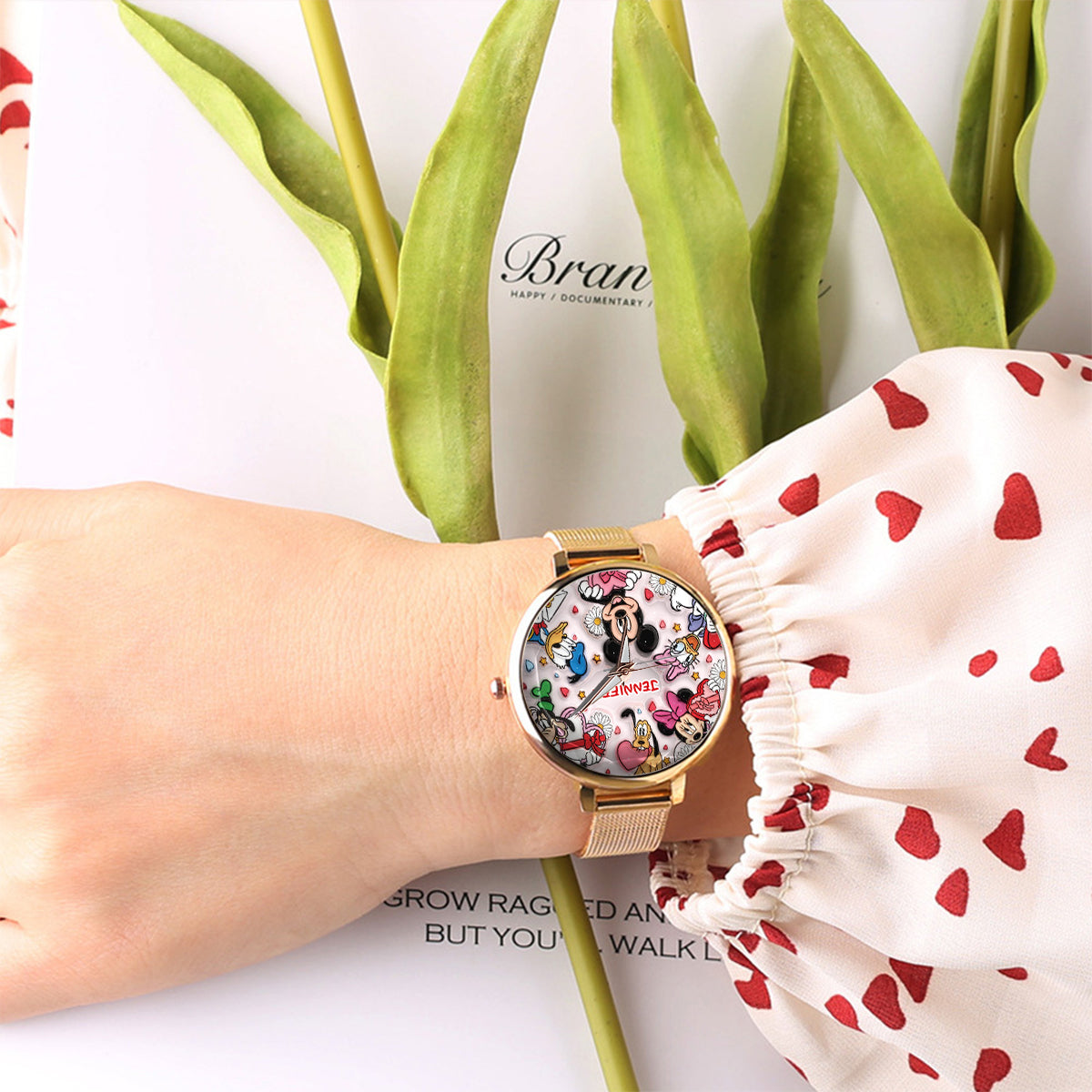 Fun-Loving Mouse, Duck, and Dog Character Design - Personalized Mouse Women Hand Watch