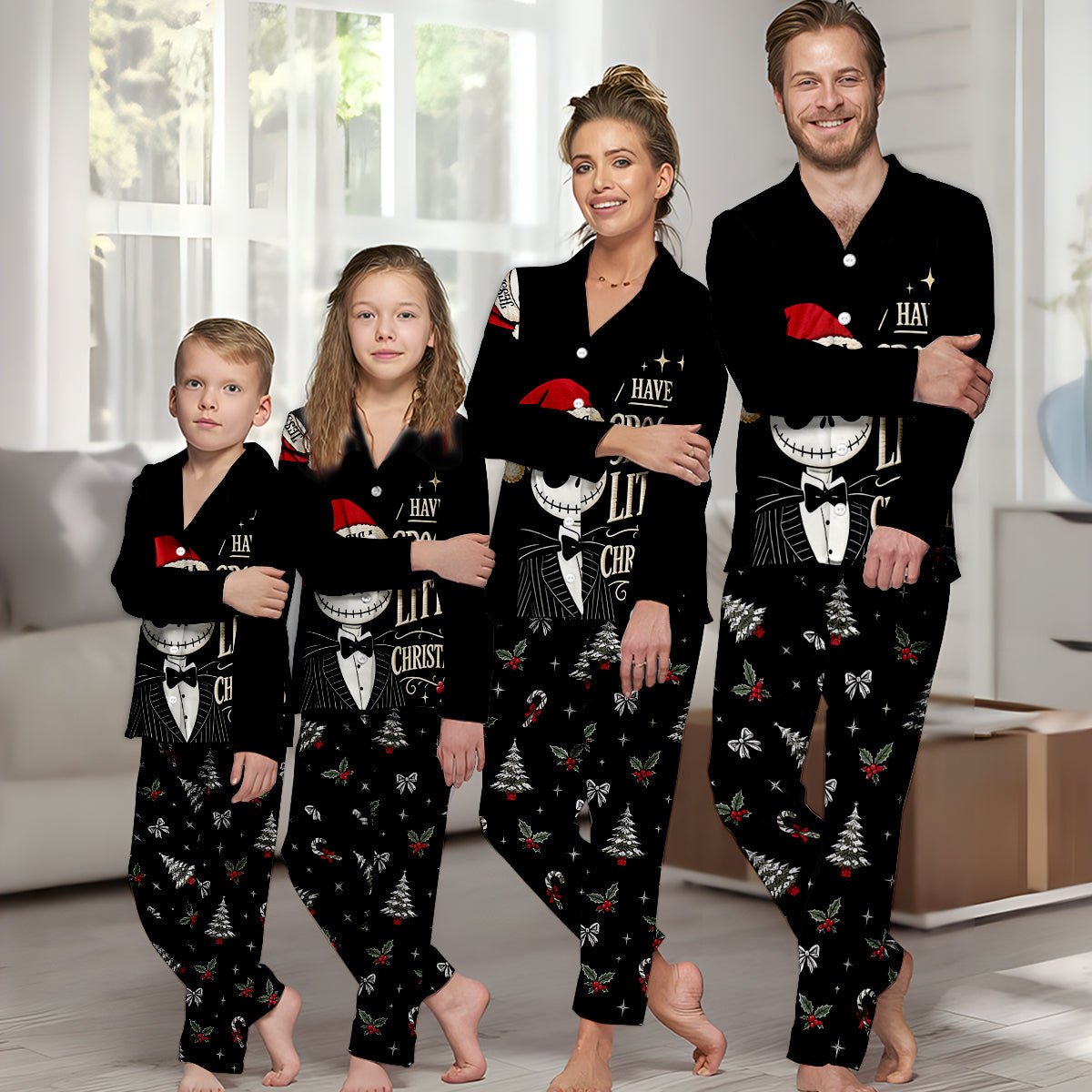 Have A Spooky Christmas - Personalized Nightmare Button Down Pajamas