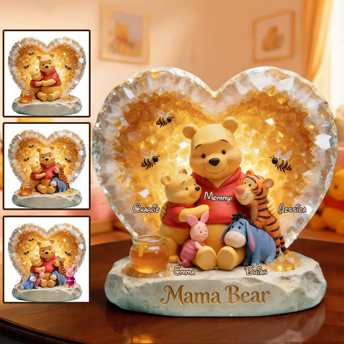 Mama Bear - Personalized Yellow Bear Custom Shaped Acrylic Plaque