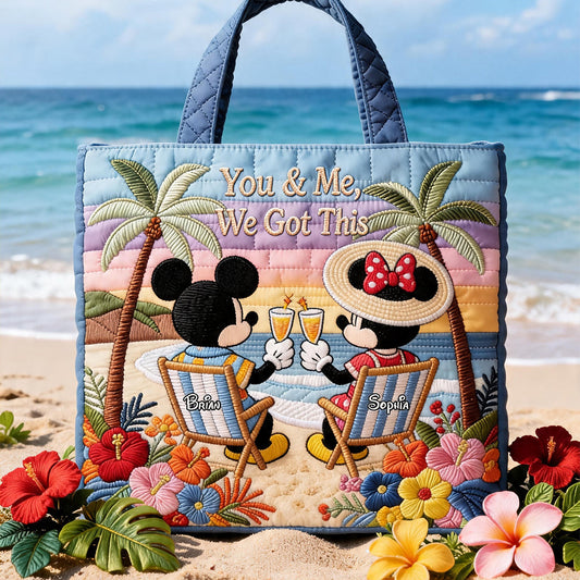 It's Beach Time - Personalized Mouse Quilted Tote Bag