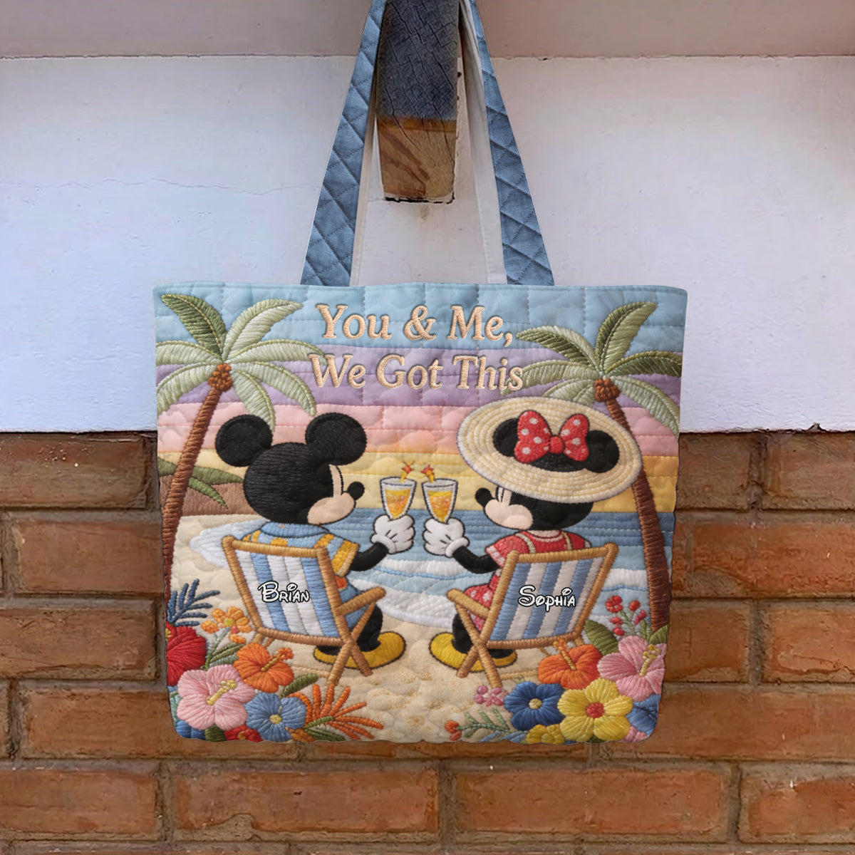 It's Beach Time - Personalized Mouse Quilted Tote Bag
