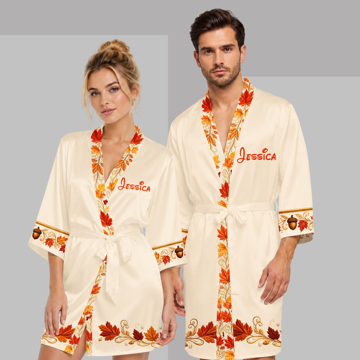 Fall Vibes - Personalized Mouse Satin Robe