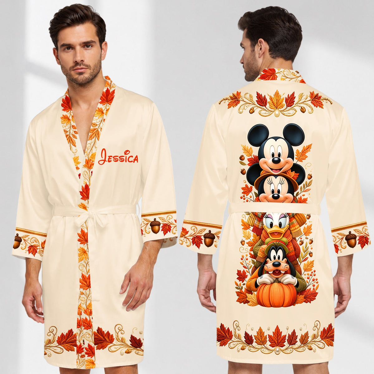 Fall Vibes - Personalized Mouse Satin Robe