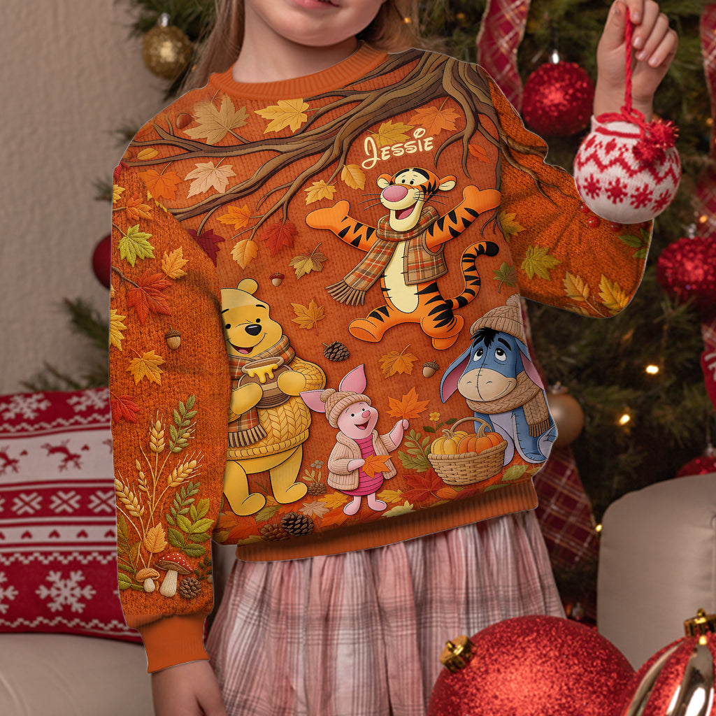 Autumn Vibe - Personalized Yellow Bear Ugly Sweater