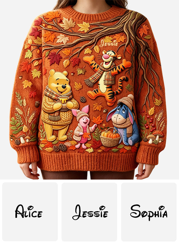 Autumn Vibe - Personalized Yellow Bear Ugly Sweater