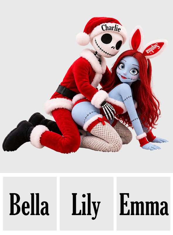 Naughty Christmas Skeleton Couple - Personalized Nightmare Posable Plush Doll
