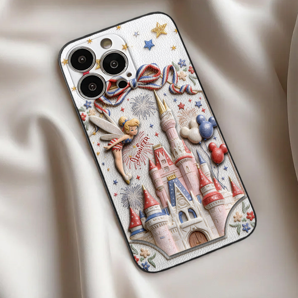 USA 250th Anniversary - Personalized Dream Trip 3D Embossed Leather Phone Case