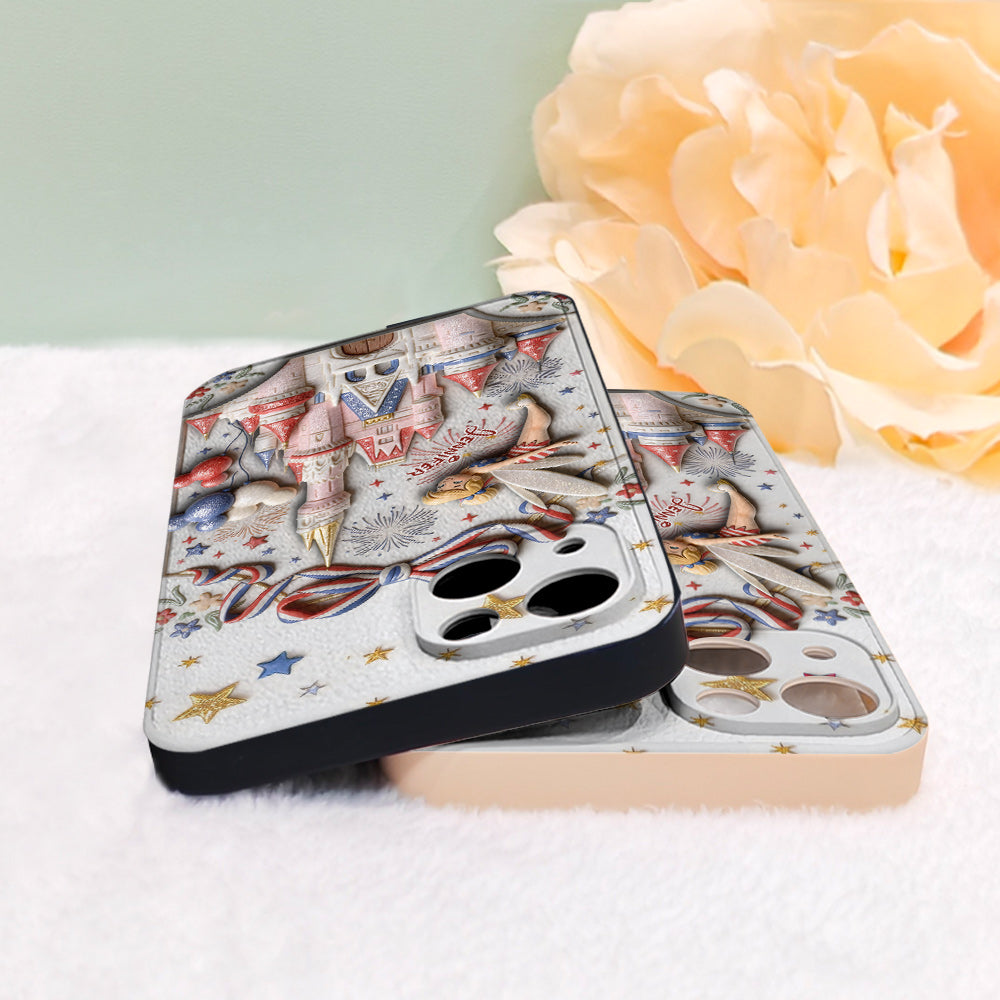 USA 250th Anniversary - Personalized Dream Trip 3D Embossed Leather Phone Case