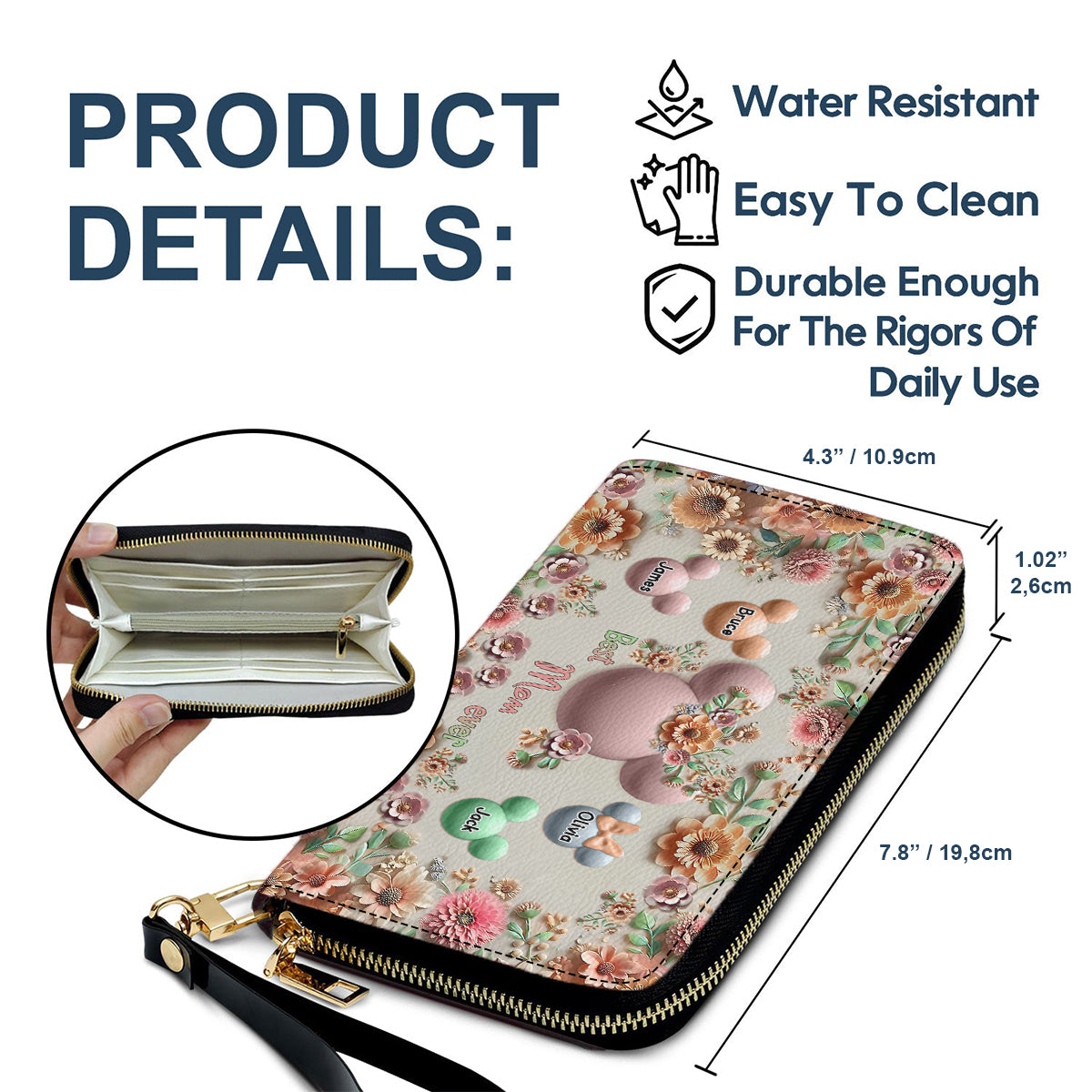 Best Mom Grandma Ever - Personalized Mouse Leather Long Wallet