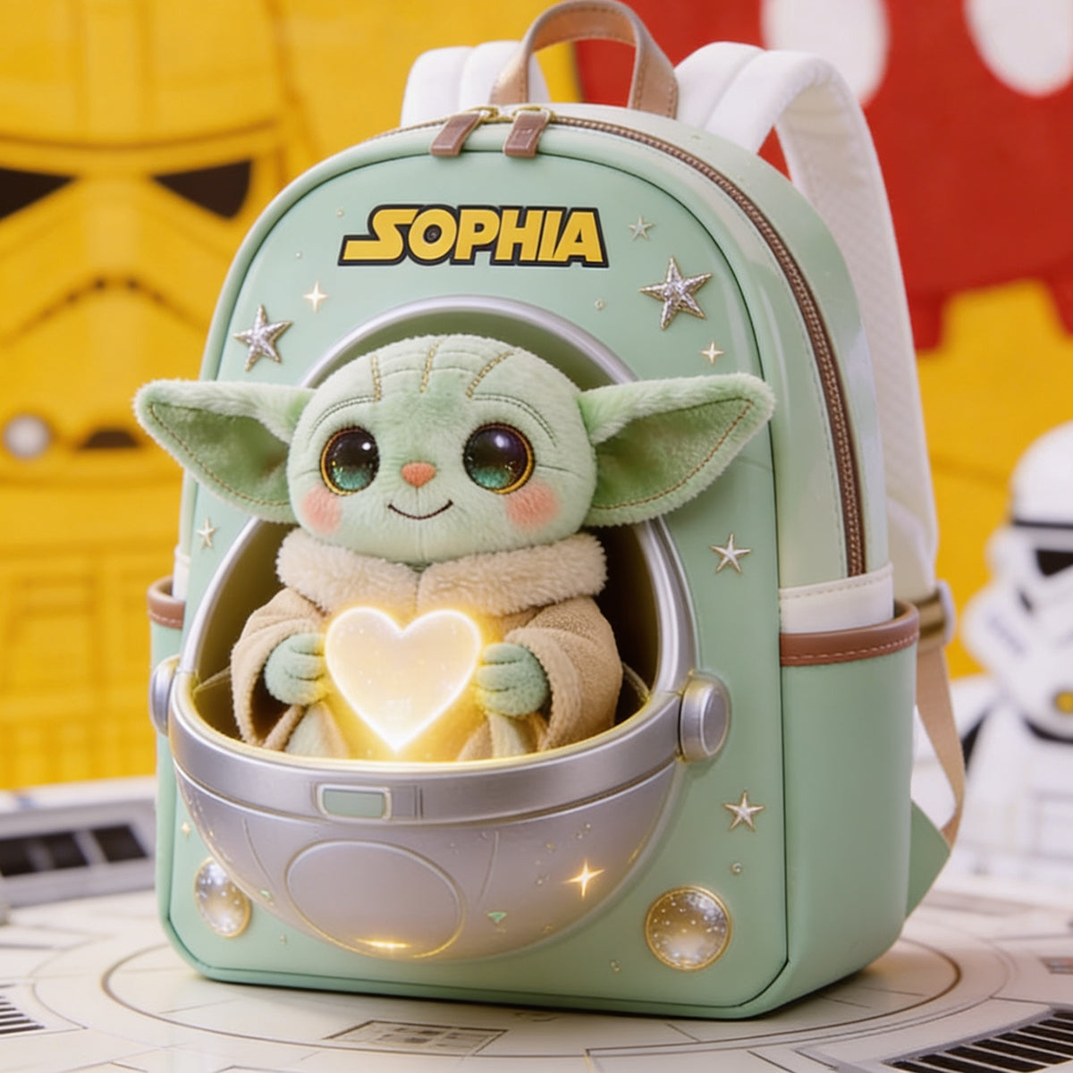 Baby In The Pod - Personalized The Force Changeable Leather Patch Backpack