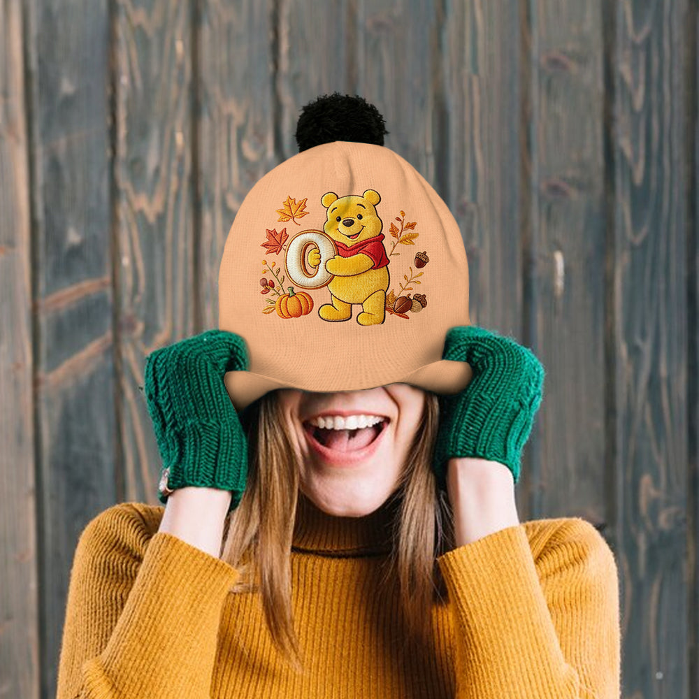 Fall Vibes - Personalized Yellow Bear Beanie Hat