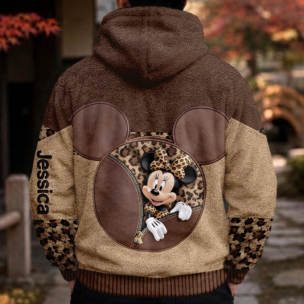 Magic Leopard Print Color - Personalized Mouse Fleece Hoodie