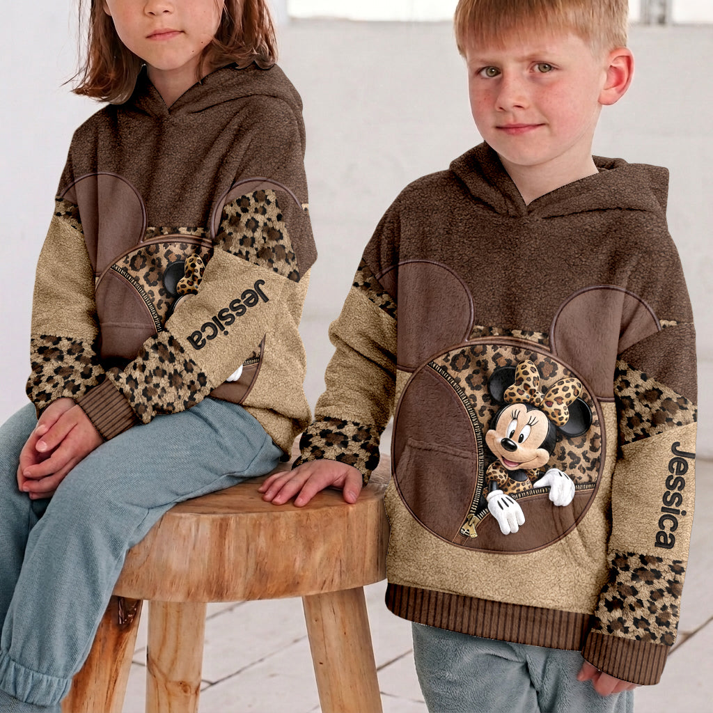 Magic Leopard Print Color - Personalized Mouse Fleece Hoodie