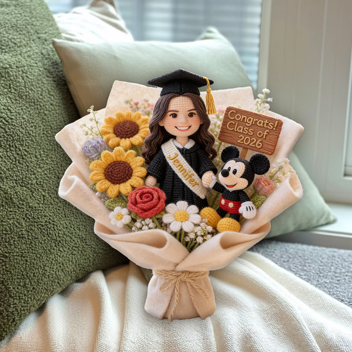 Magical Graduation Bouquet Of Dream - Personalized Graduation Premium Faux Fur Pillow