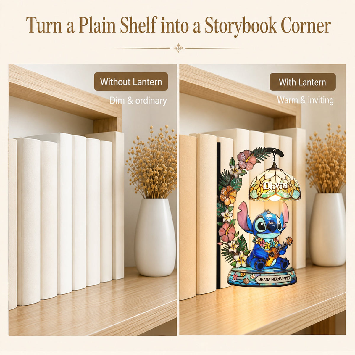 Ohana Vibe - Personalized Ohana Bookshelf Lamp