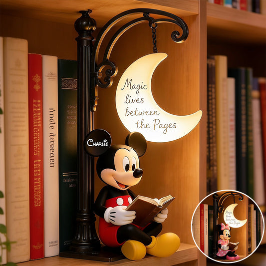 Magic Lives Between The Pages - Personalized Mouse Bookshelf Lamp