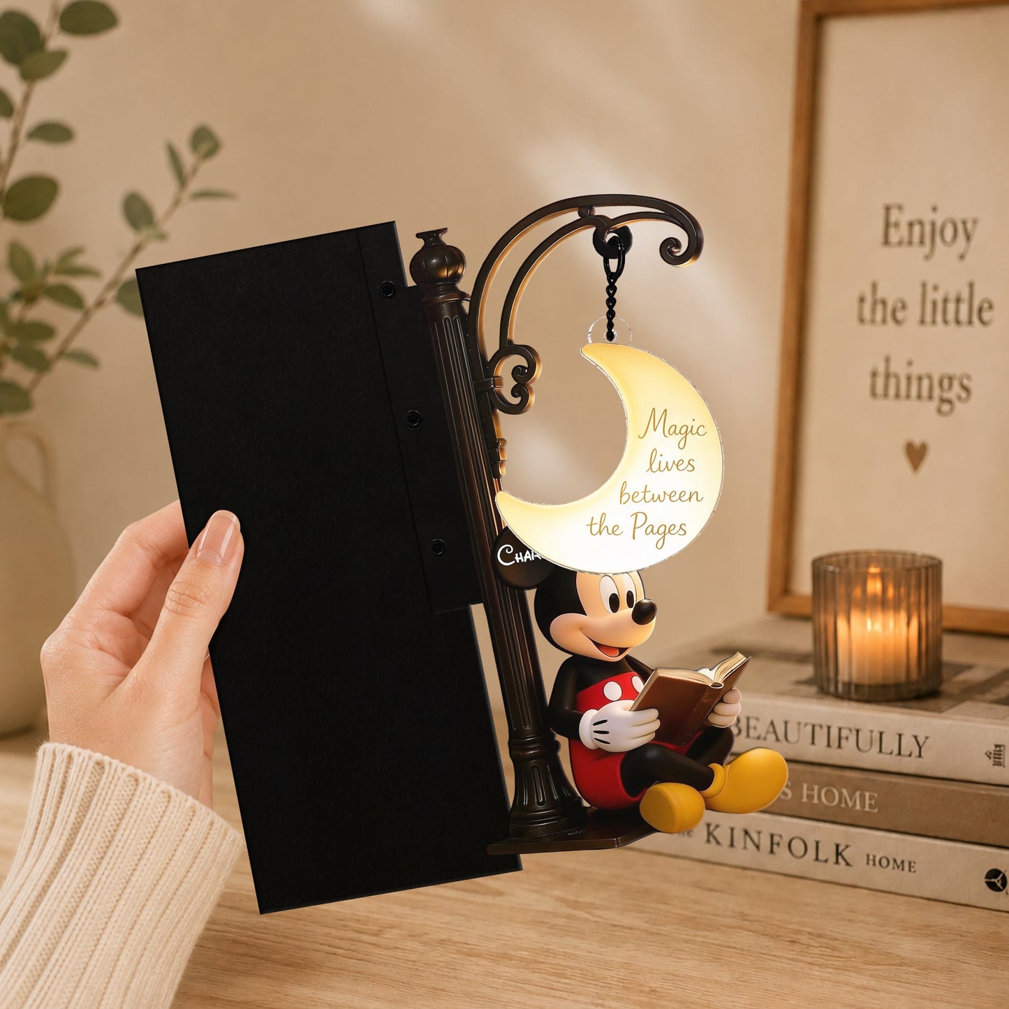 Magic Lives Between The Pages - Personalized Mouse Bookshelf Lamp