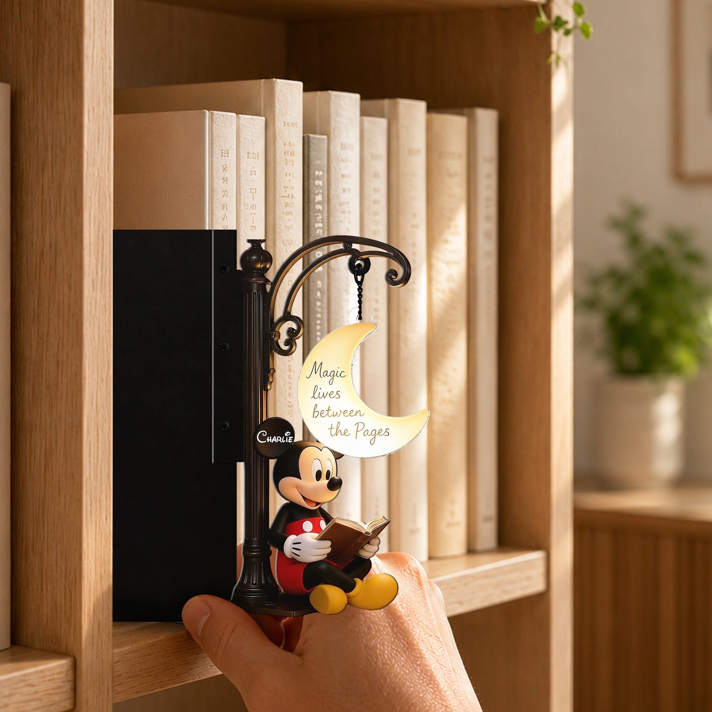 Magic Lives Between The Pages - Personalized Mouse Bookshelf Lamp
