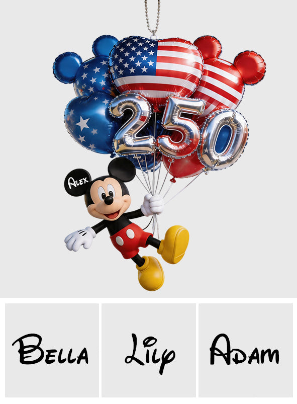Hanging Balloons Mouse Ears 250 - Personalized Mouse Transparent Car Ornament
