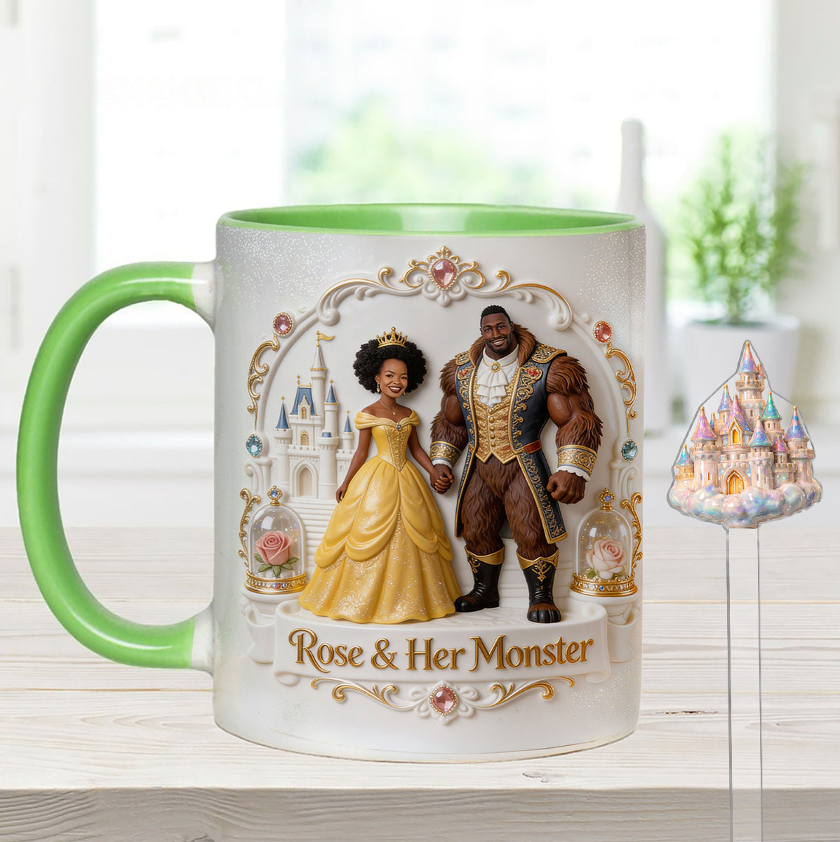 Beaty & The Beast - Personalized Beauty And The Beast Set Accent Mug with Acrylic Stirrers