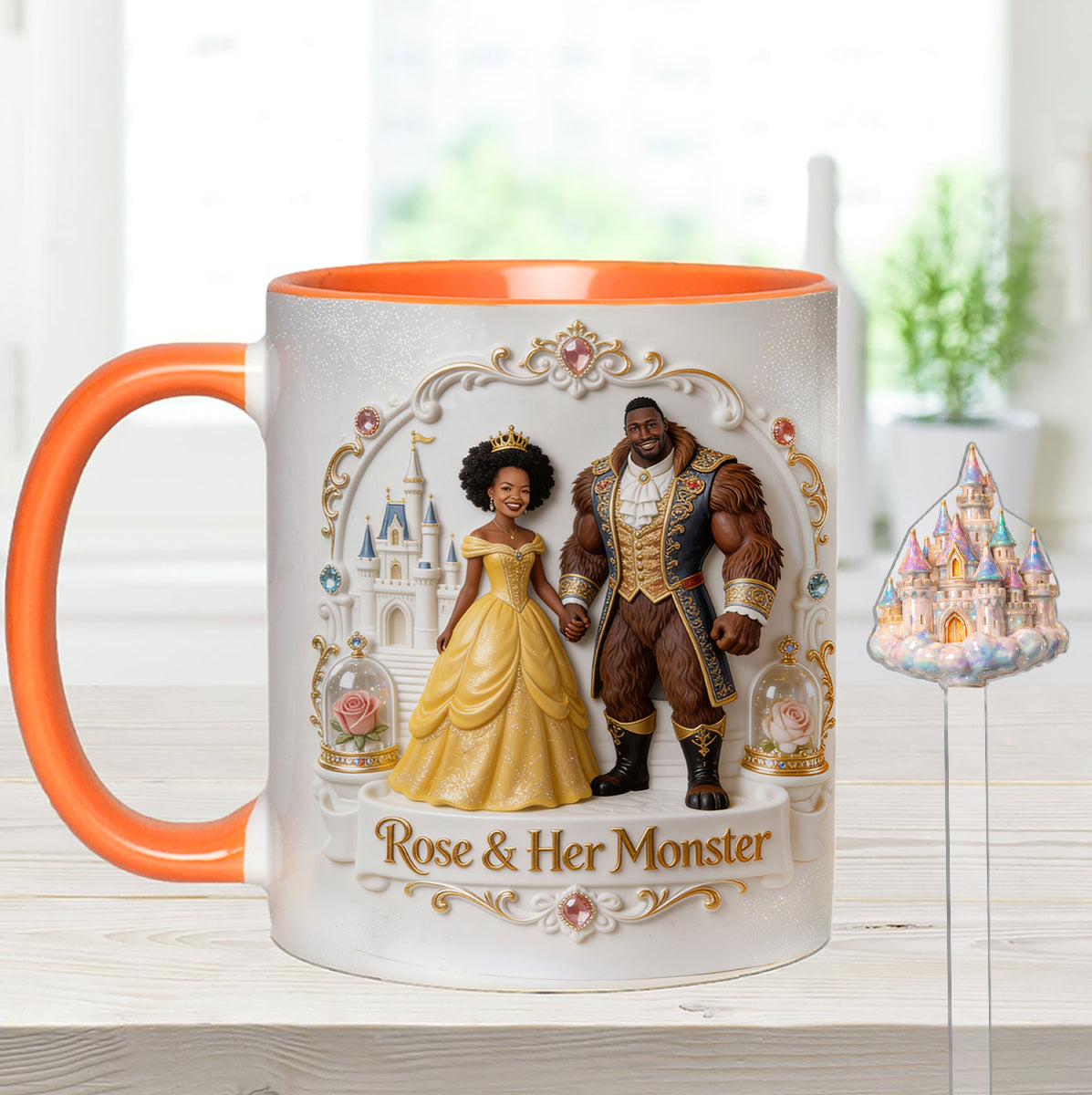 Beaty & The Beast - Personalized Beauty And The Beast Set Accent Mug with Acrylic Stirrers