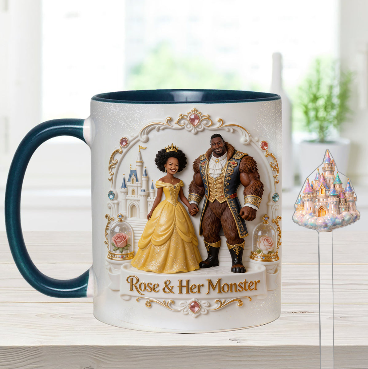 Beaty & The Beast - Personalized Beauty And The Beast Set Accent Mug with Acrylic Stirrers