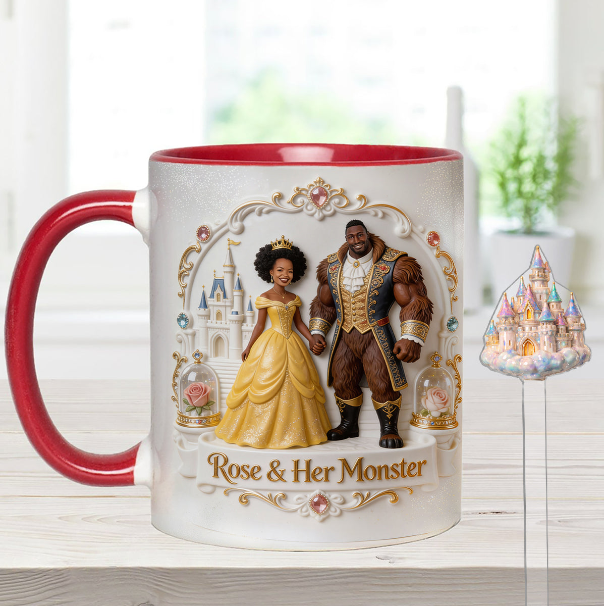 Beaty & The Beast - Personalized Beauty And The Beast Set Accent Mug with Acrylic Stirrers