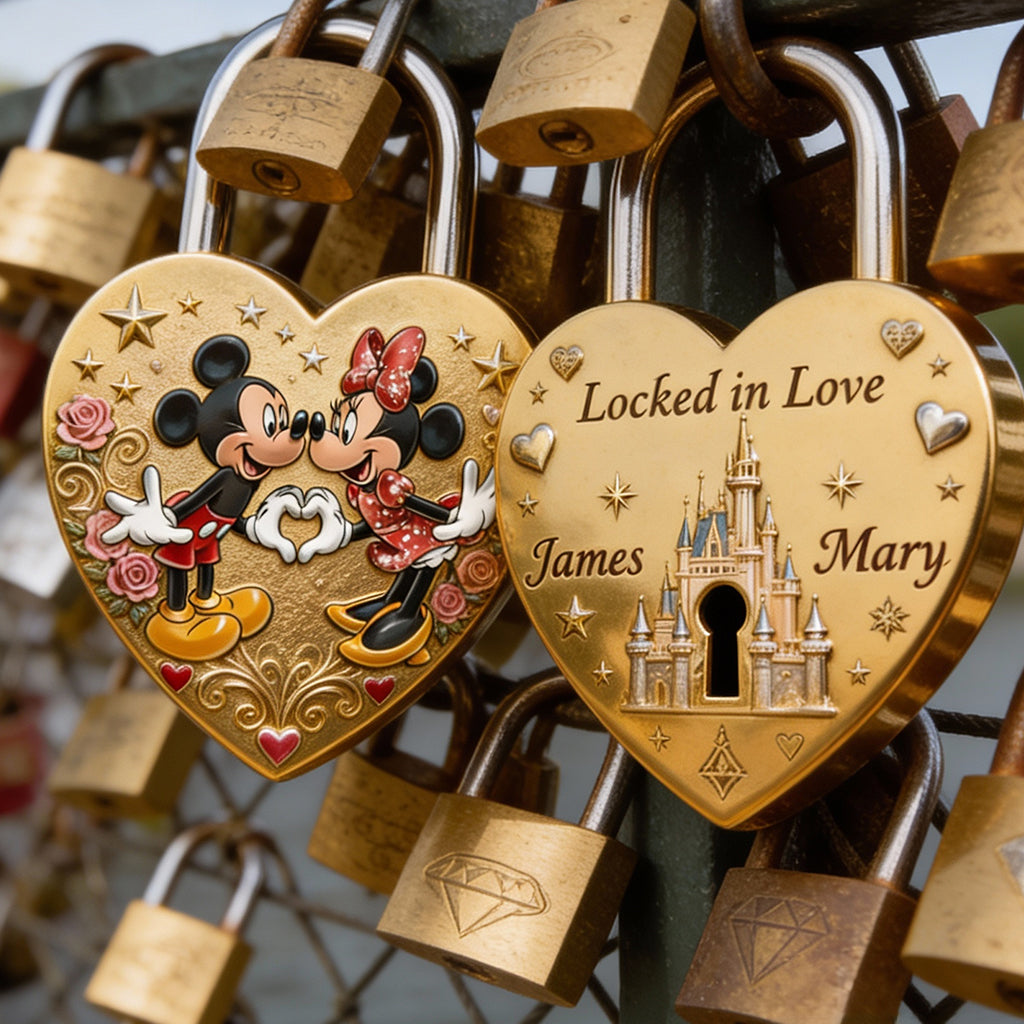 Locked In Magical Love - Personalized Mouse Heart Padlock