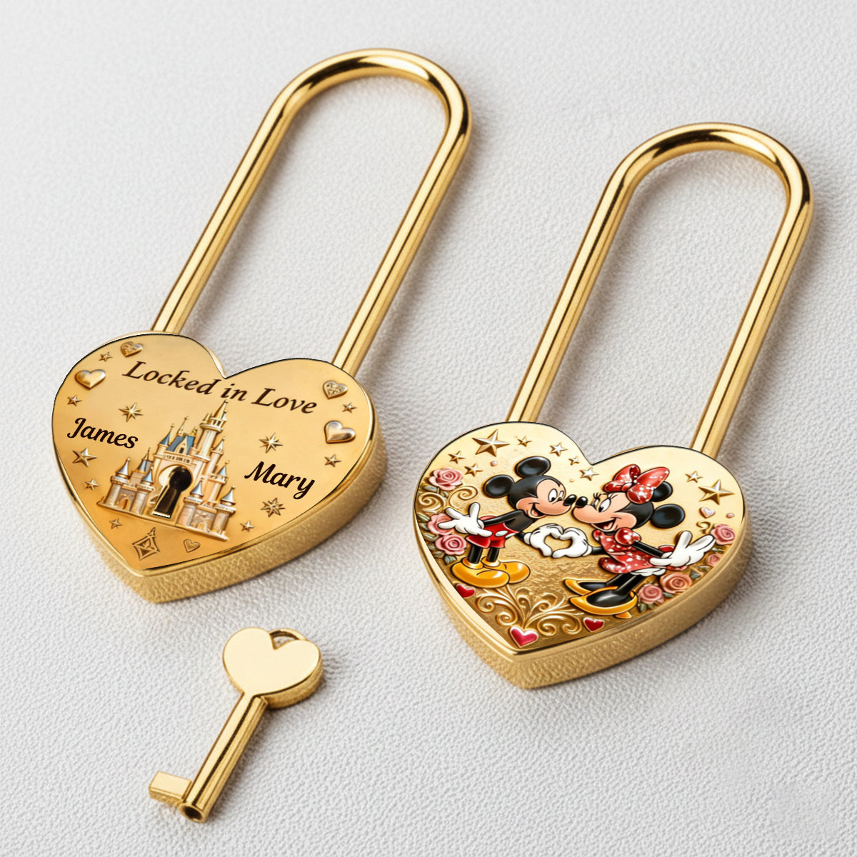 Locked In Magical Love - Personalized Mouse Heart Padlock