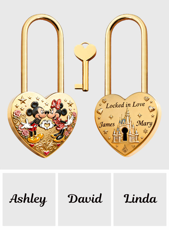 Locked In Magical Love - Personalized Mouse Heart Padlock
