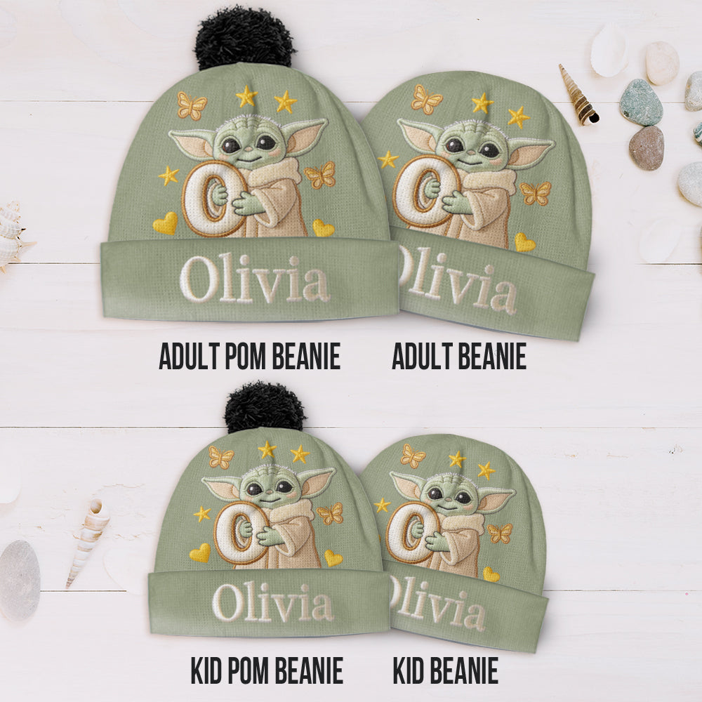 Initial Green Baby - Personalized The Force Beanie Hat