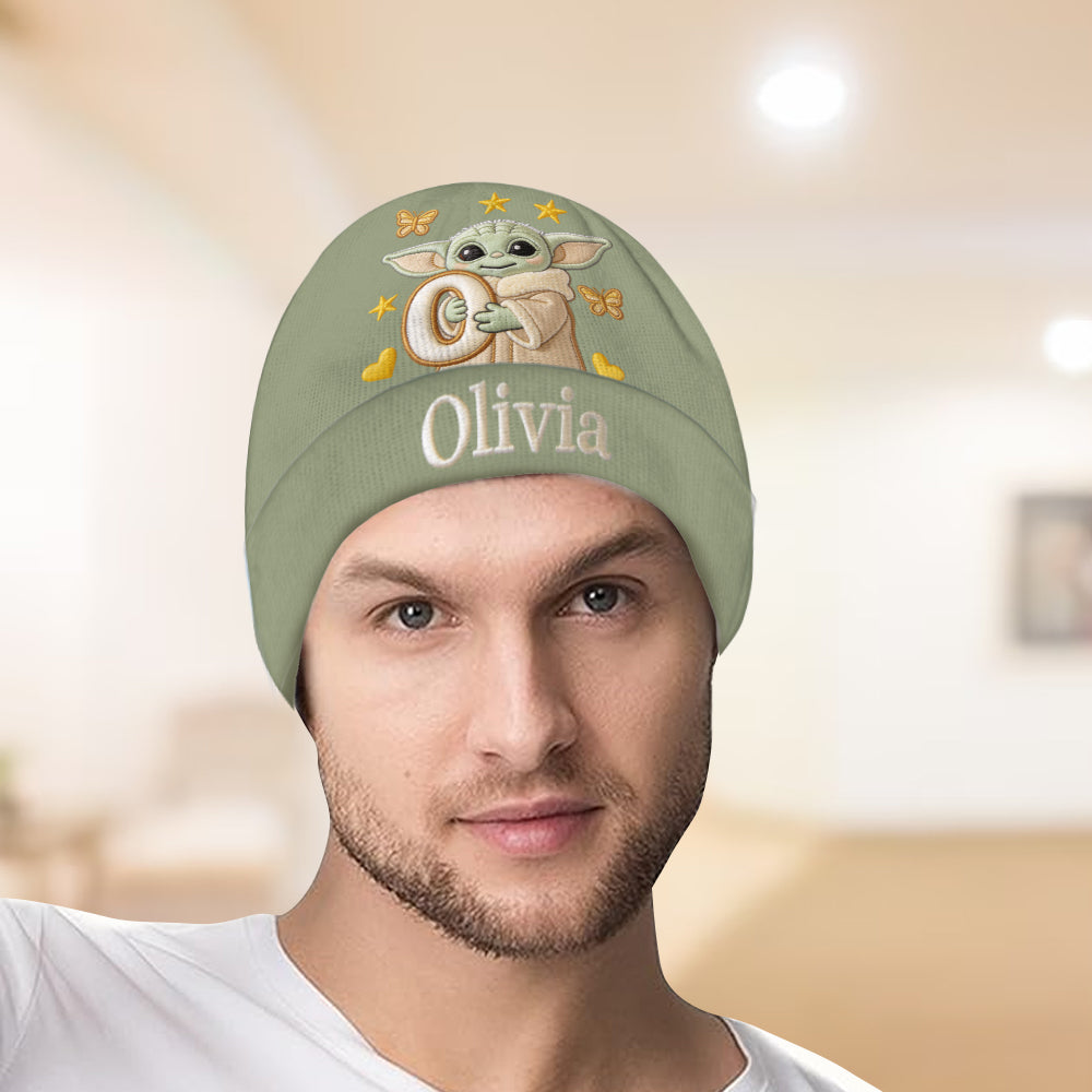 Initial Green Baby - Personalized The Force Beanie Hat