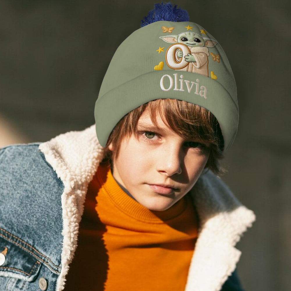 Initial Green Baby - Personalized The Force Beanie Hat