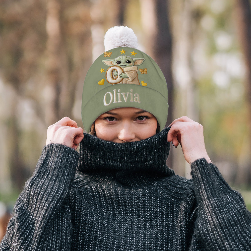 Initial Green Baby - Personalized The Force Beanie Hat