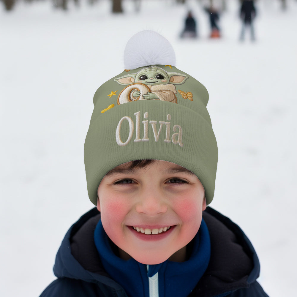 Initial Green Baby - Personalized The Force Beanie Hat
